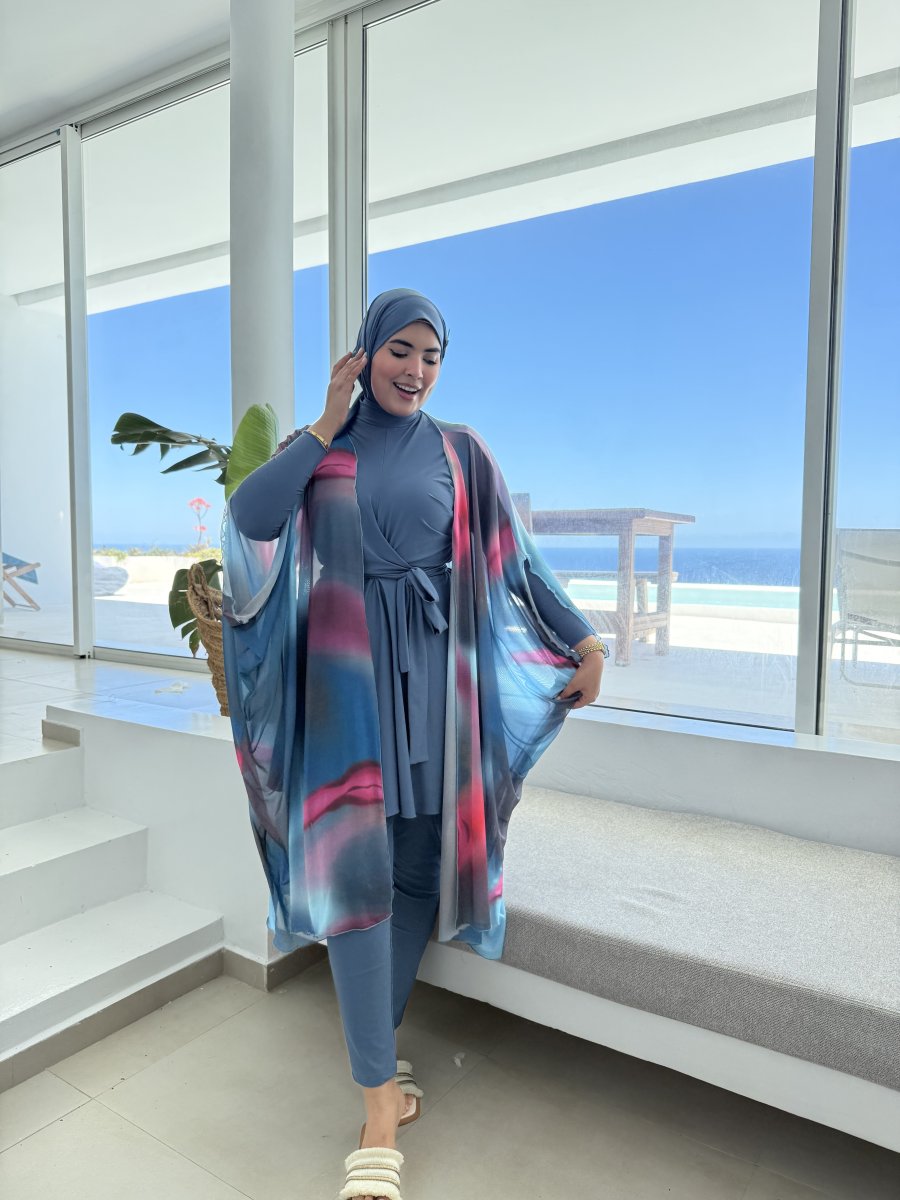 Burkini MANGO Bleu djean poncho Canard