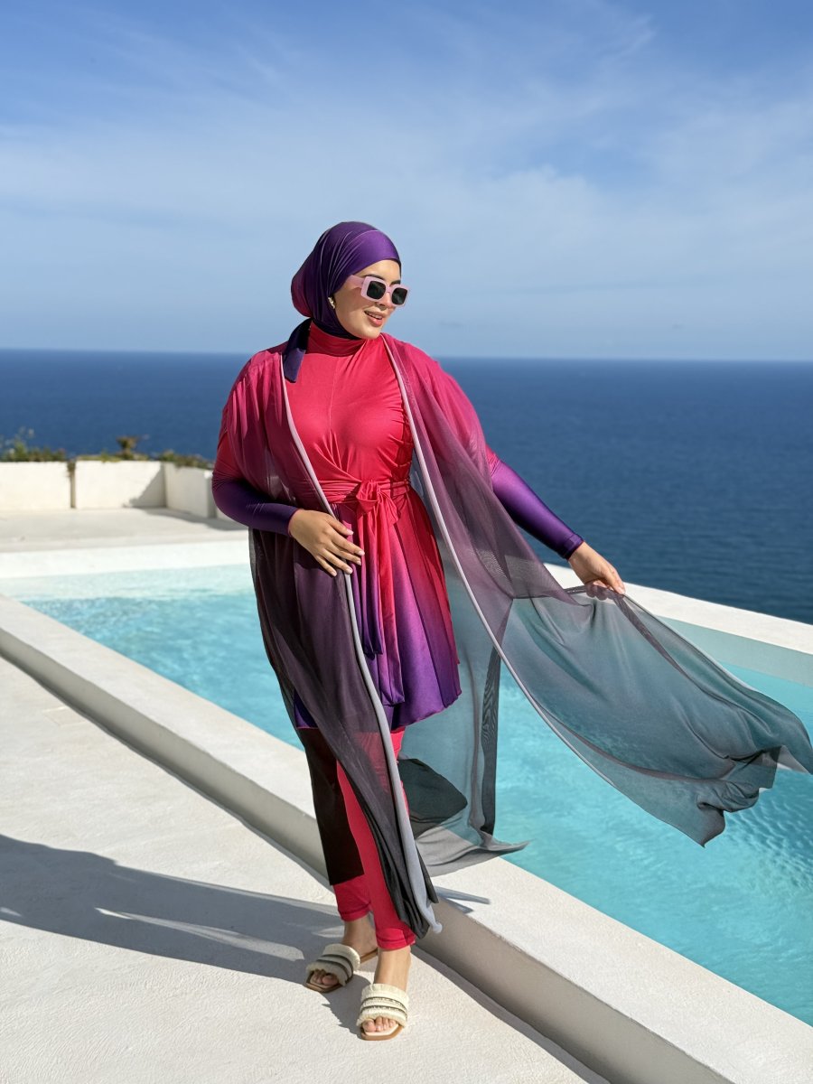 Burkini MANGO Dégradé Rose Mauve Pancho Fushia