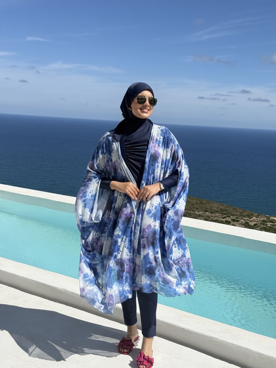 Burkini SILVY Bleu Nuit  Pancho Bleu foncé
