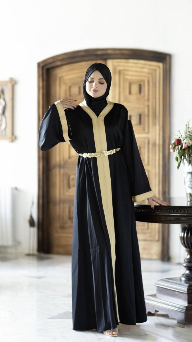 Abaya Glossy Noir ( sans ceinture)