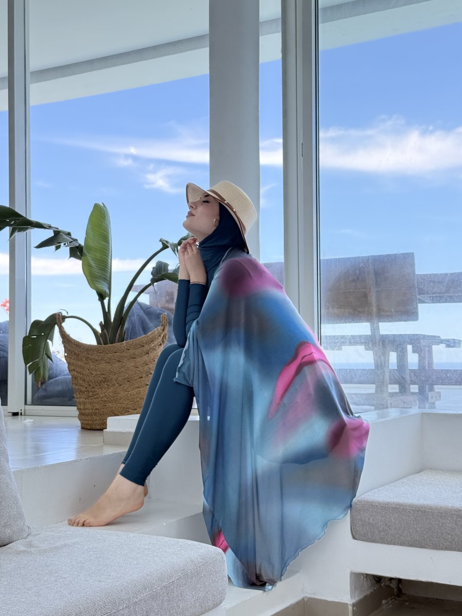 Burkini RUBY Bleu Canard avec Pancho Canard