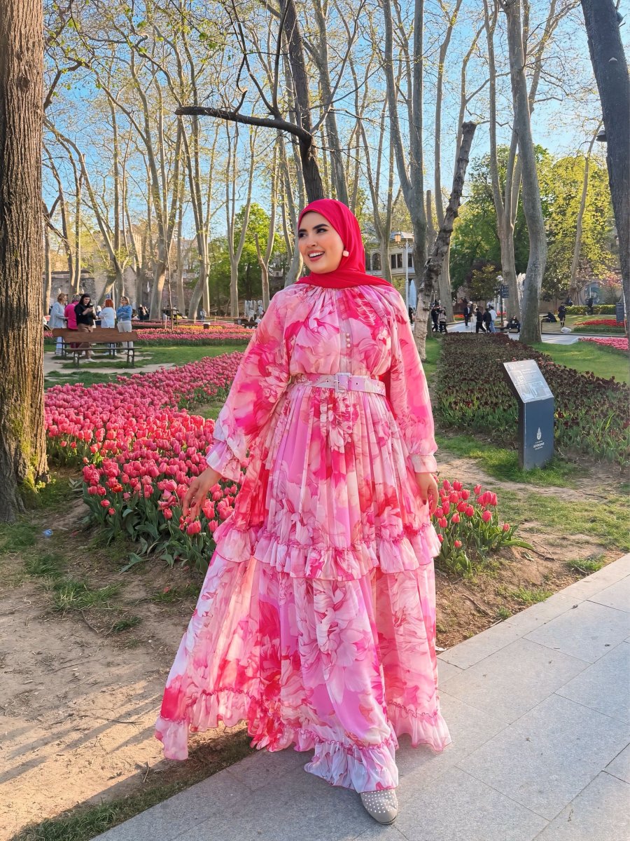 Robe JASMINA Rose Avec Ceinture