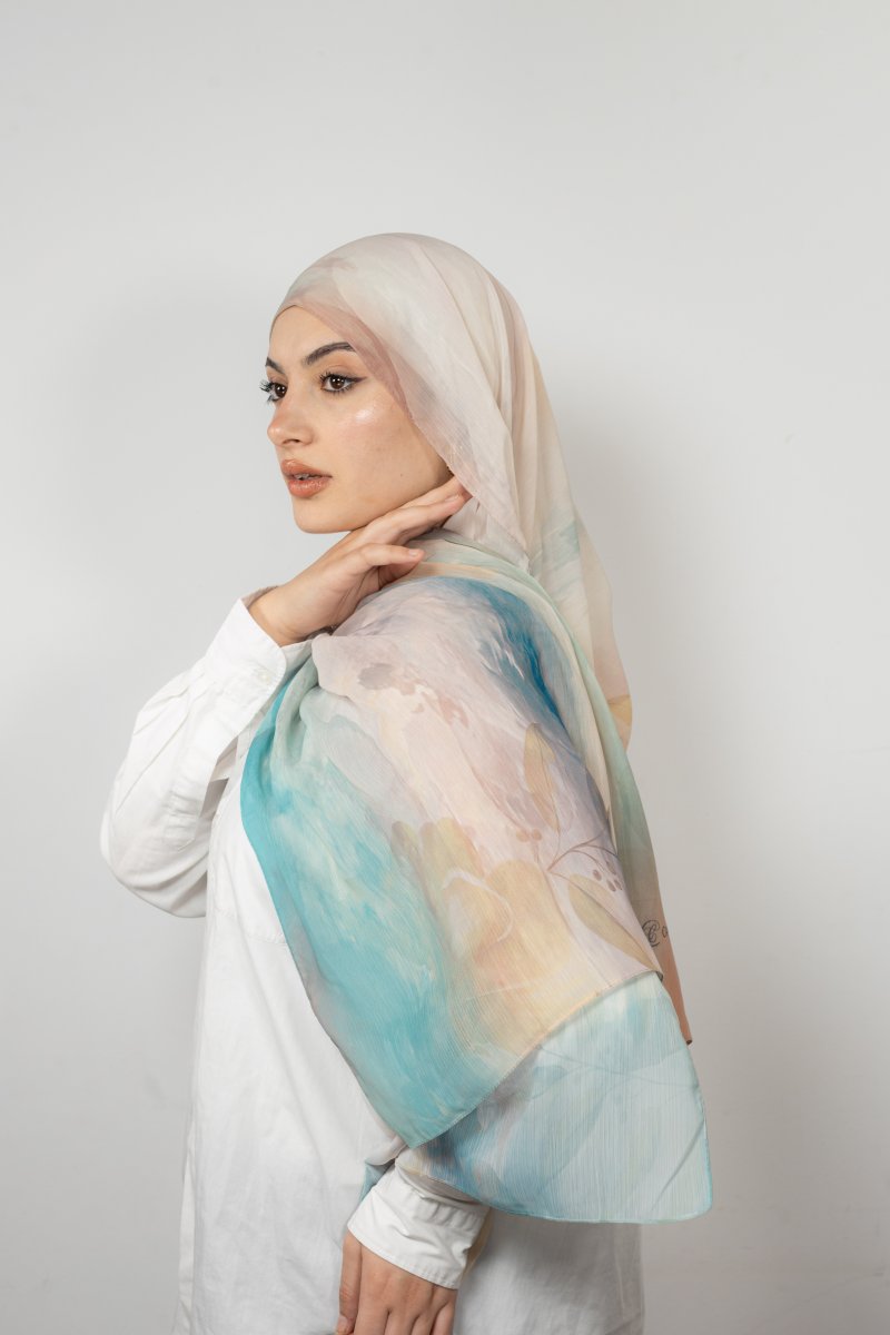 Foulard imprimé TURQUOISE GARDEN