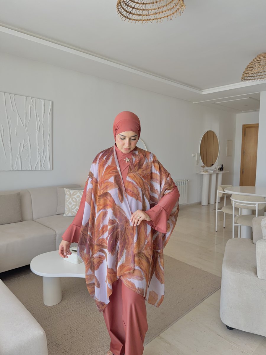 Burkini WAVY orange brûlé & pancho roya