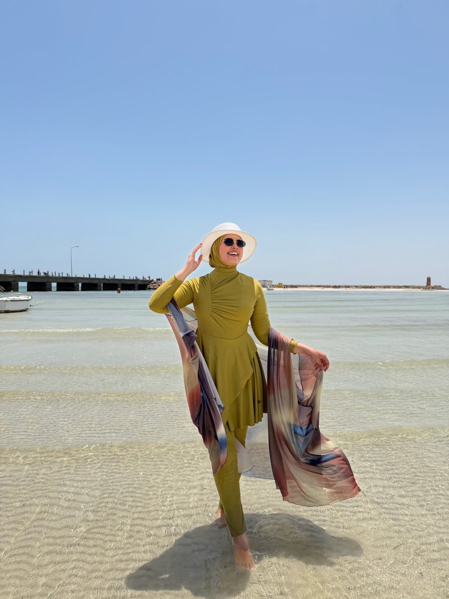 Burkini SILVY kiwi avec pancho
