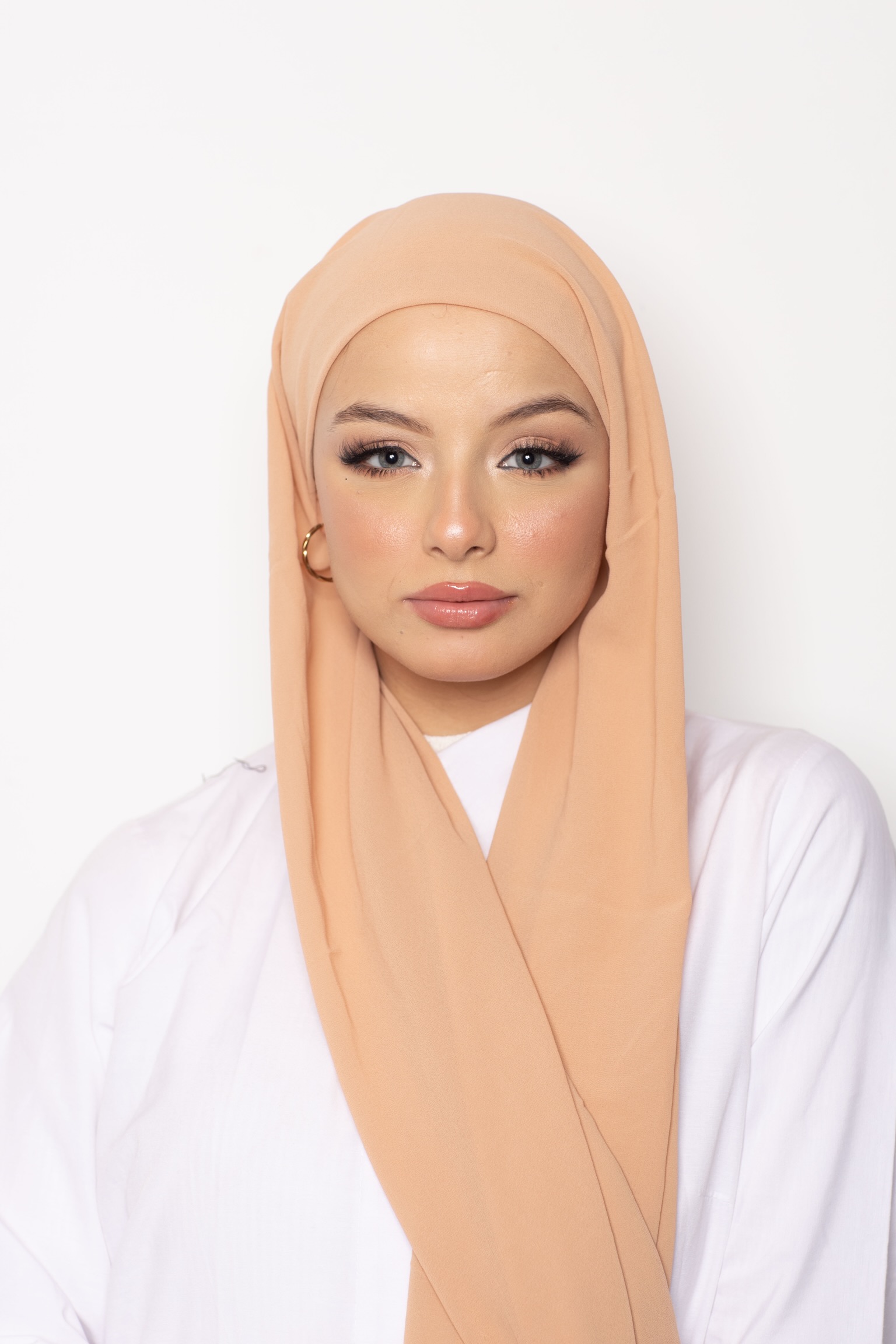 Foulard Chiffon Bonnet Intégré Blush