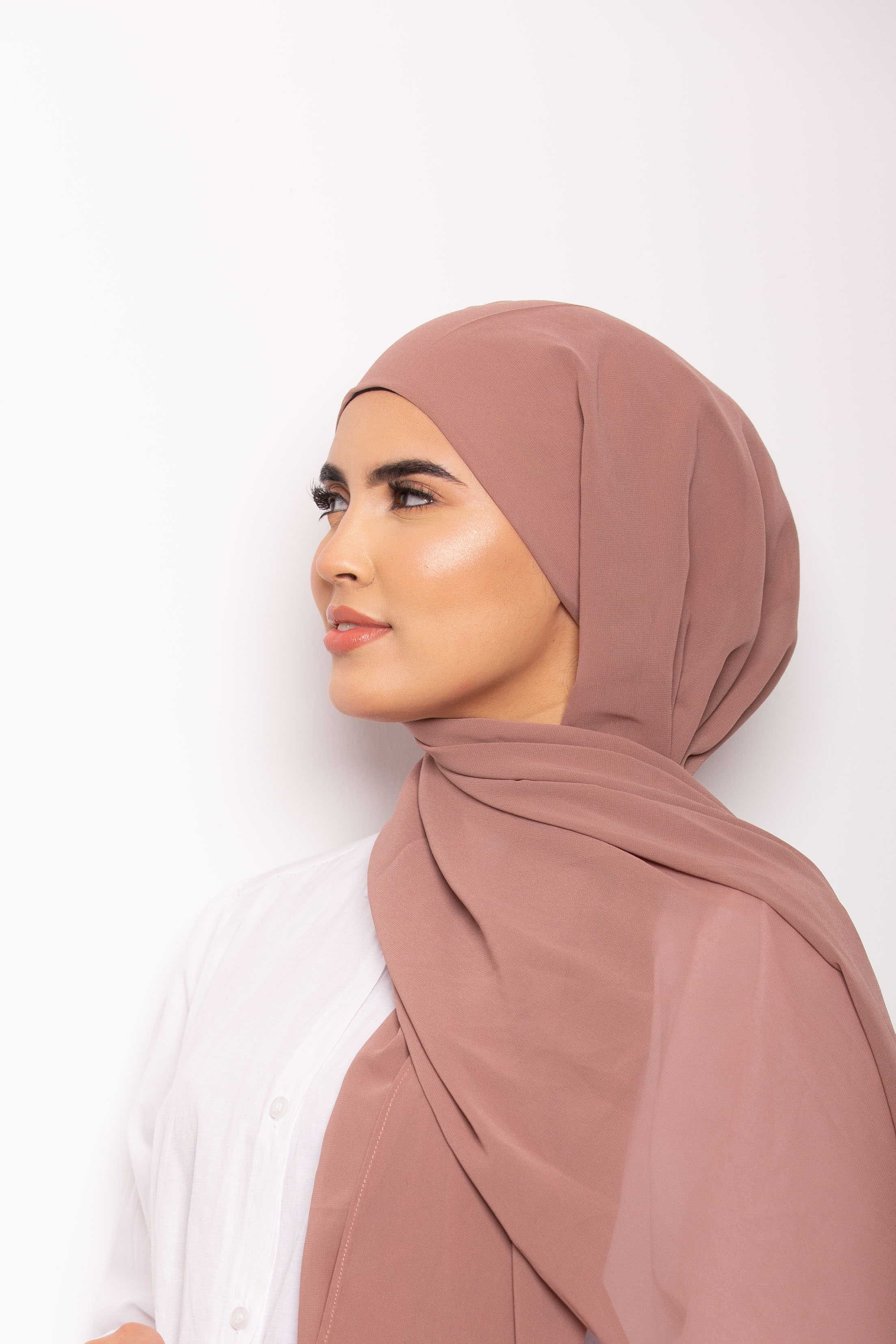 Foulard Chiffon Bonnet Intégré Brandy Rose