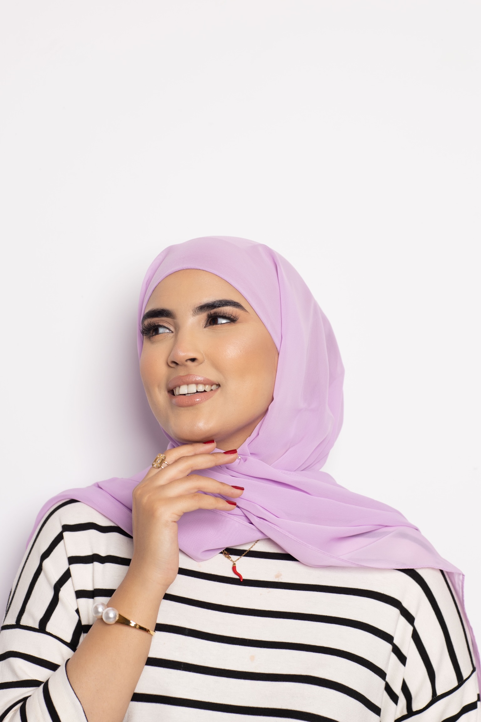 Foulard Chiffon Bonnet Intégré Lavender