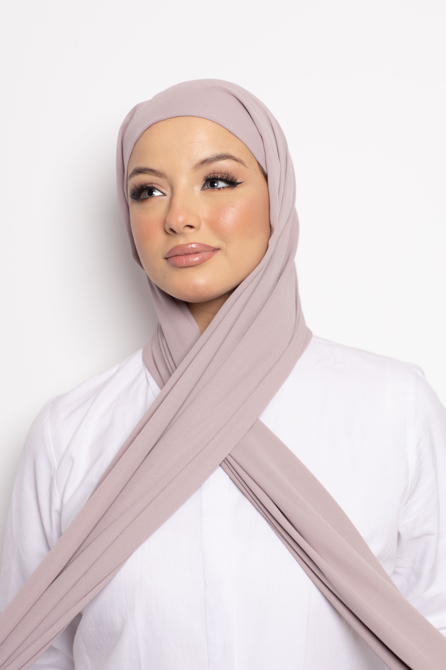 Foulard Chiffon Bonnet Intégré Muddy Blush