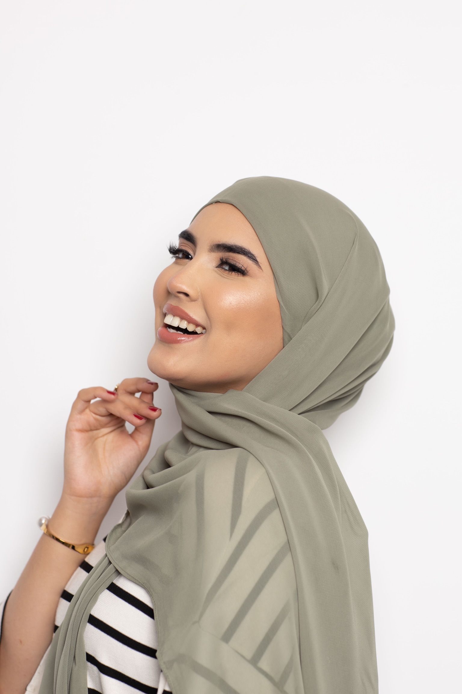 Foulard Chiffon Bonnet Intégré Sage Green