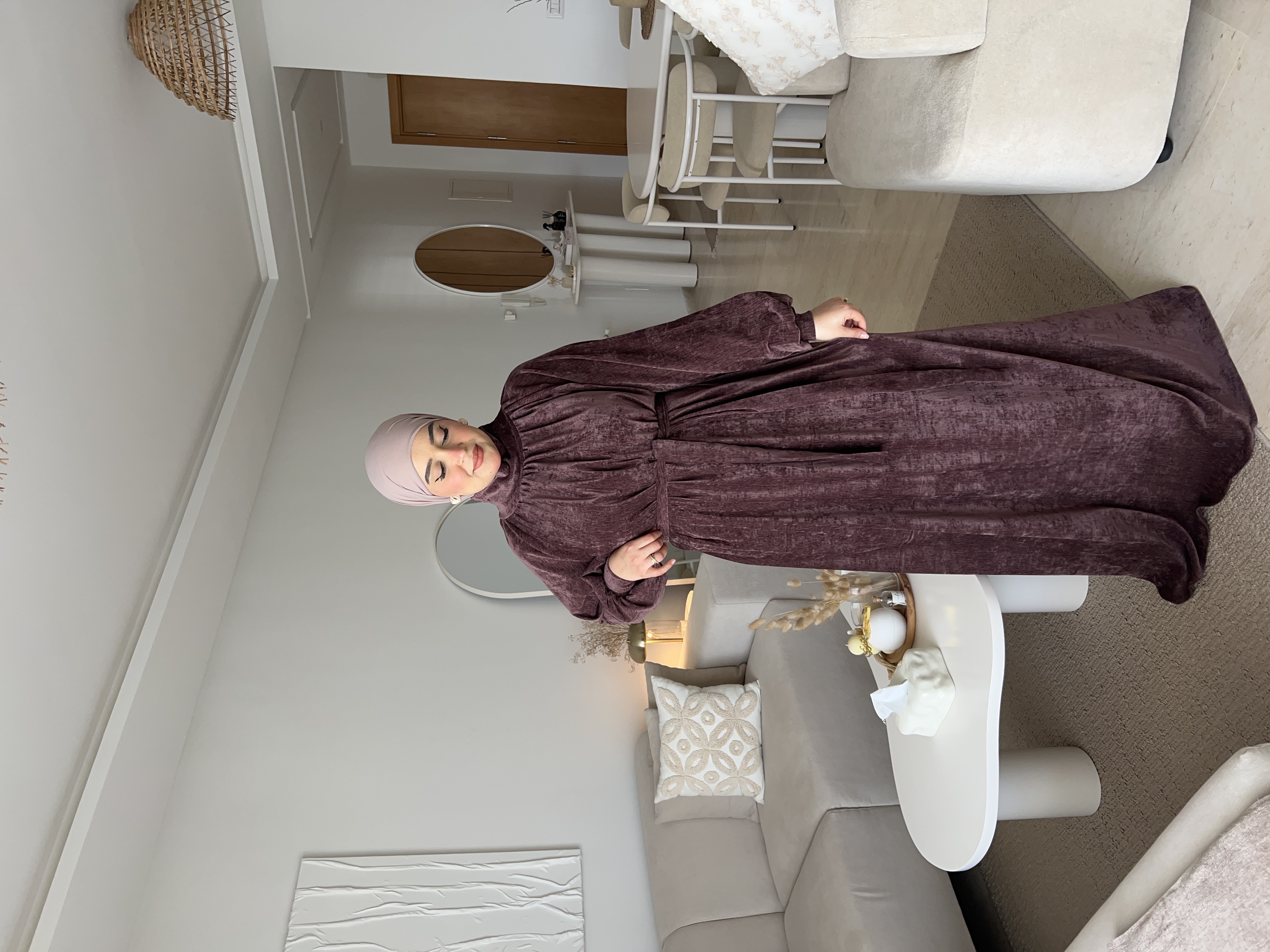 Robe Velours Aubergines Fade