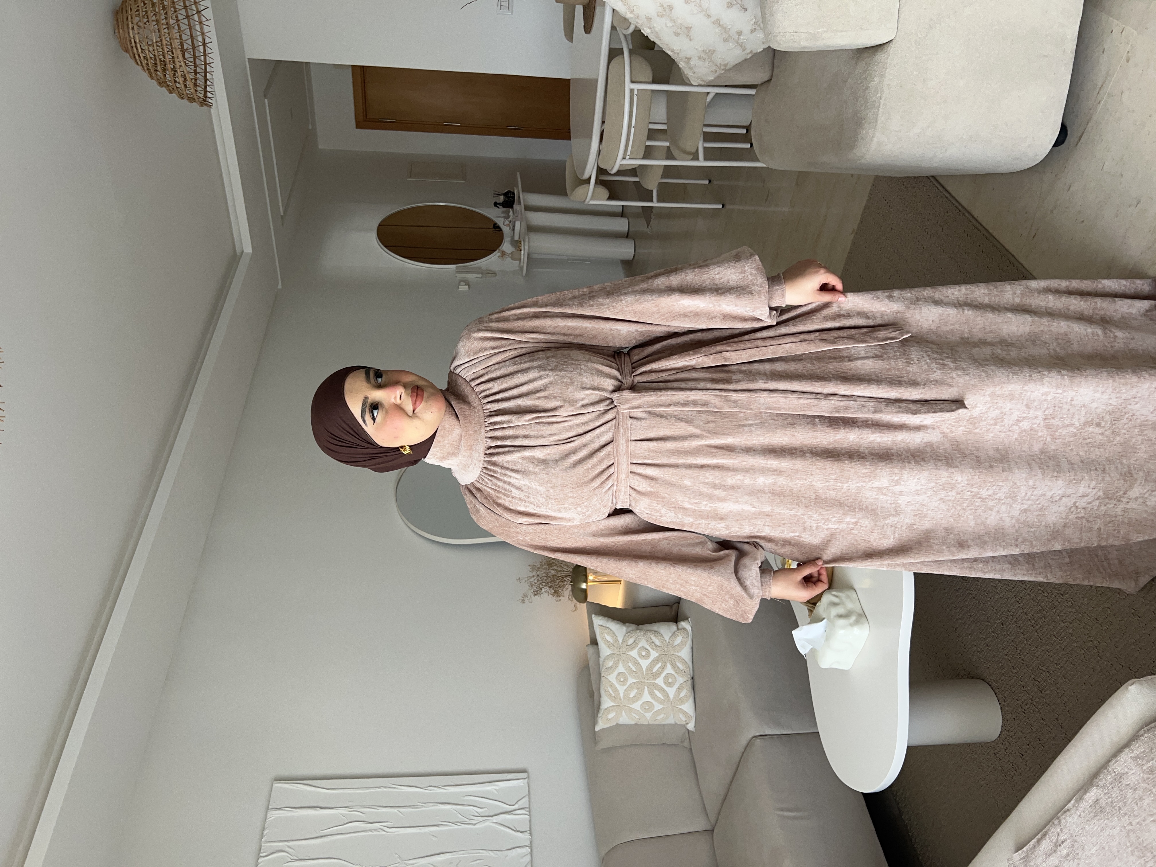 Robe Velours Beige