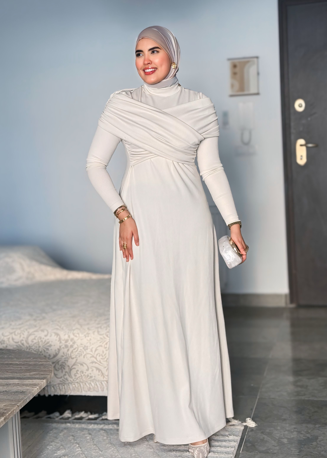 Robe Croisée Blanc Sale