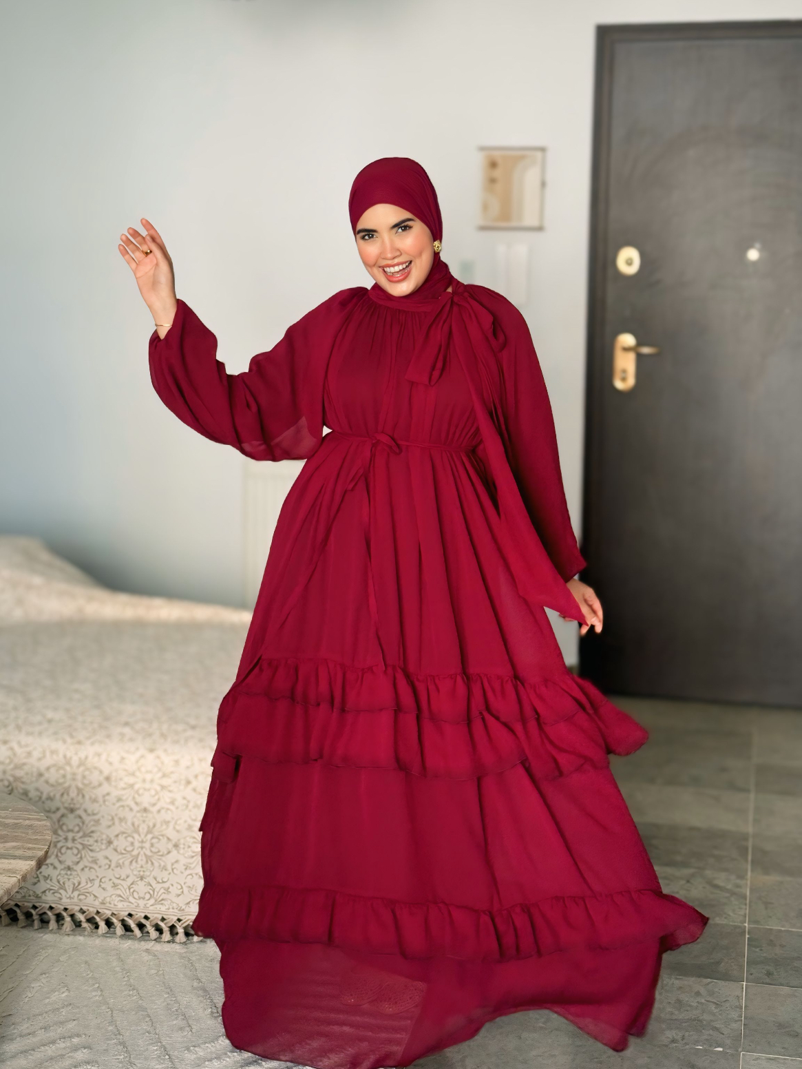 Robe RAZAN Rouge Bordeaux.