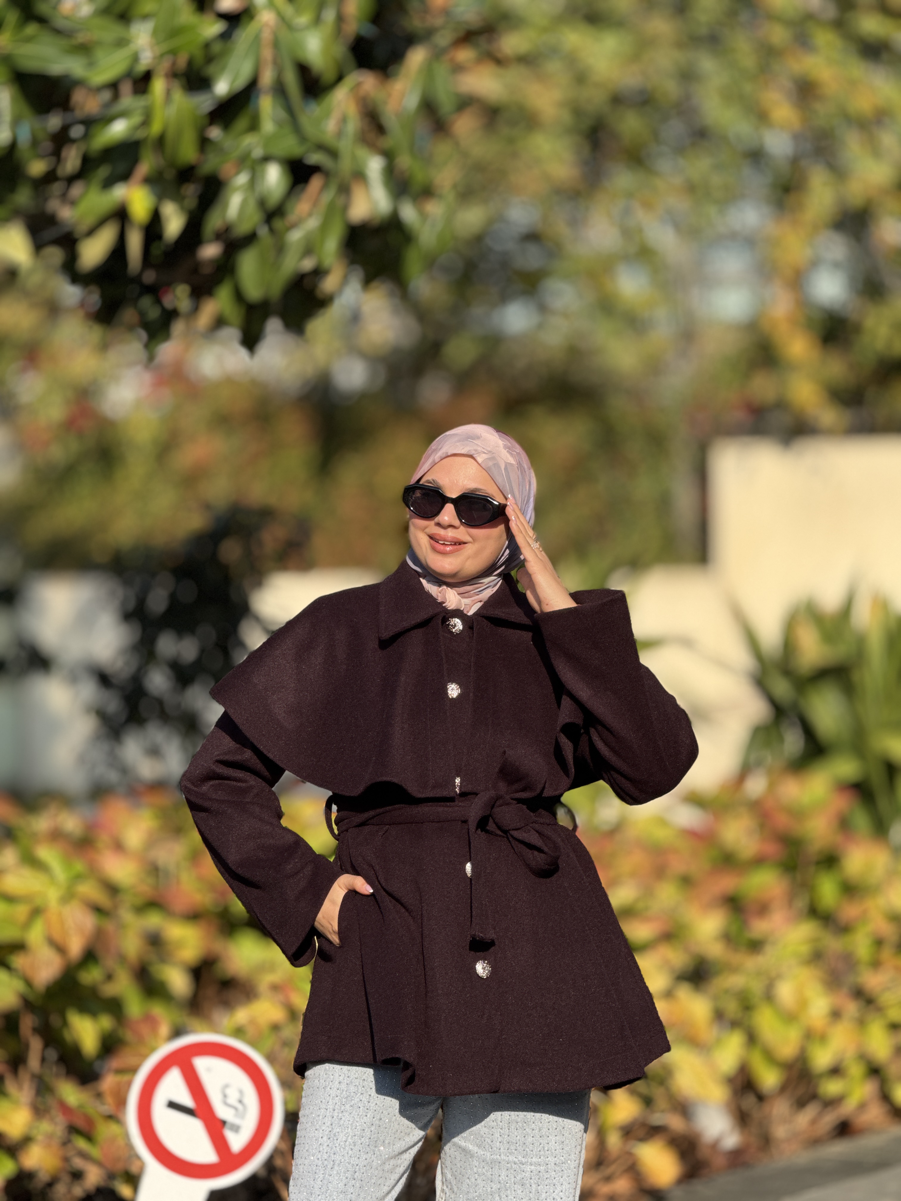 Manteau Elvan Court Aubergine
